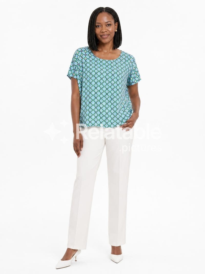 Turquoise and Greed Short Sleeve Top
