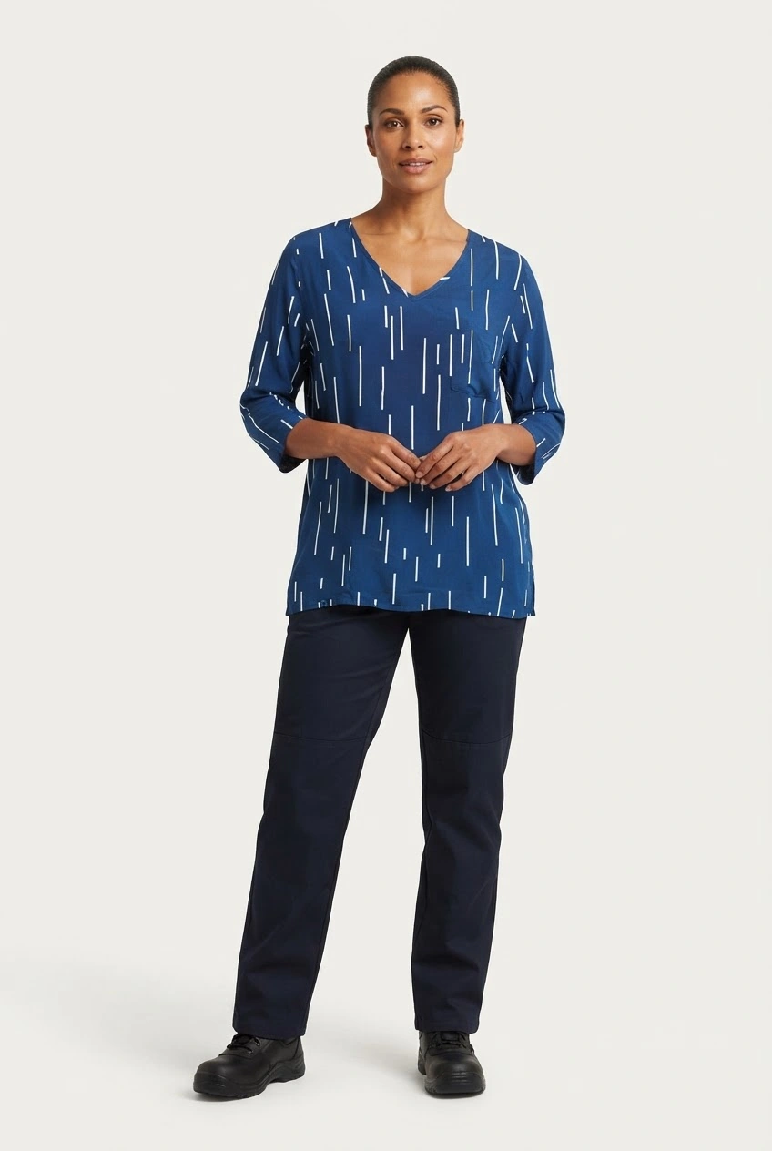 Navy Blue and White abstract Top