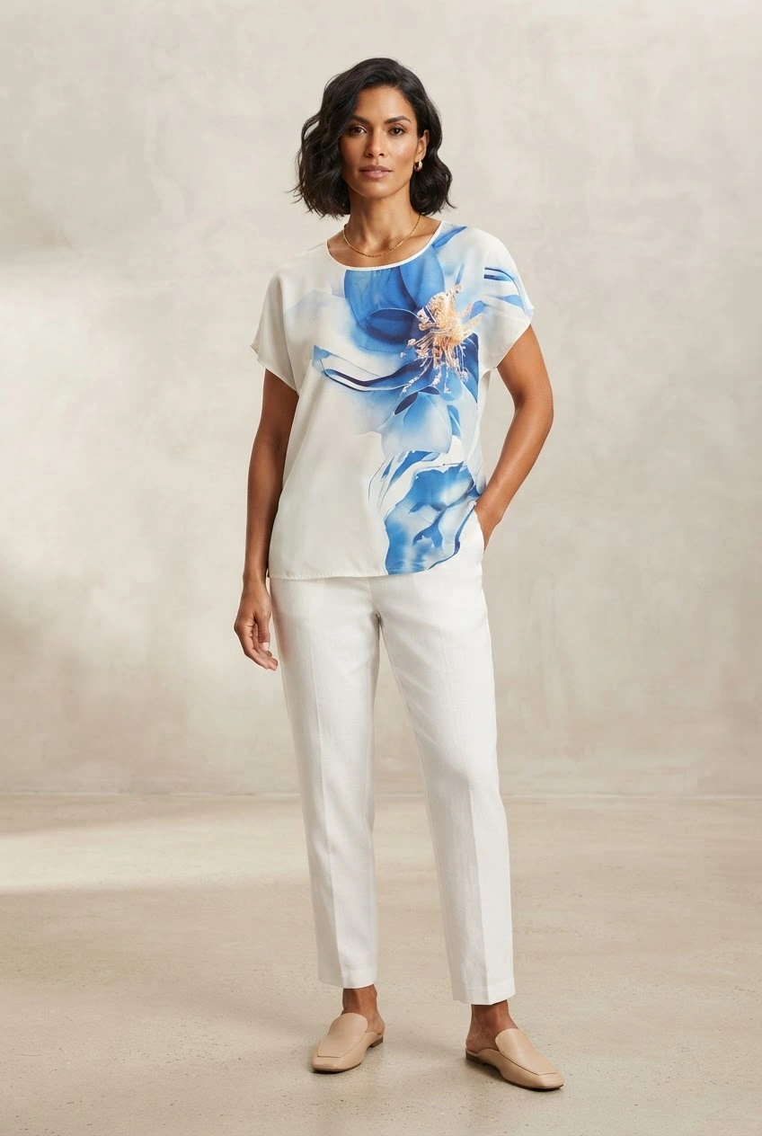 White and Blue Top